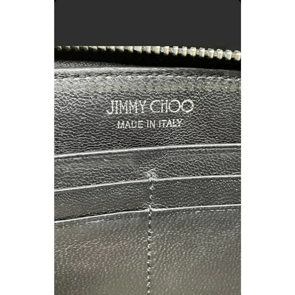 JIMMY CHOO FILLIPA START STUDDED LEATHER ZIP AROUND LARGE WALLET